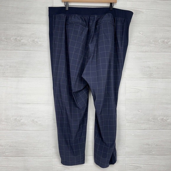 Athleta Brooklyn Textured Pull On Ankle Pants Women Sz 22 Navy Blue Windowpane - Picture 6 of 15